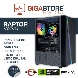 Desktop Gaming RAPTOR-60R7V14 RYZEN 7 5700X 16GB RAM 512GB SSD W11